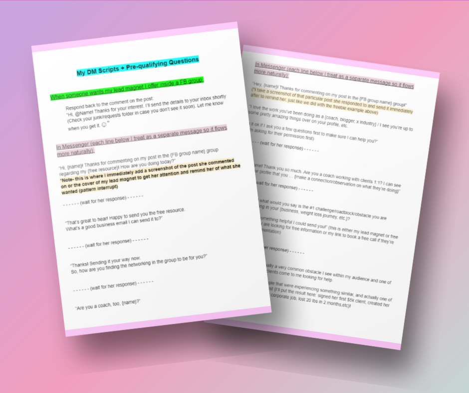DM Scripts+Pre- Qualifying Questions Mini Training