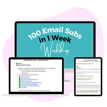 100 Email Subscribers in 1 Week Workshop